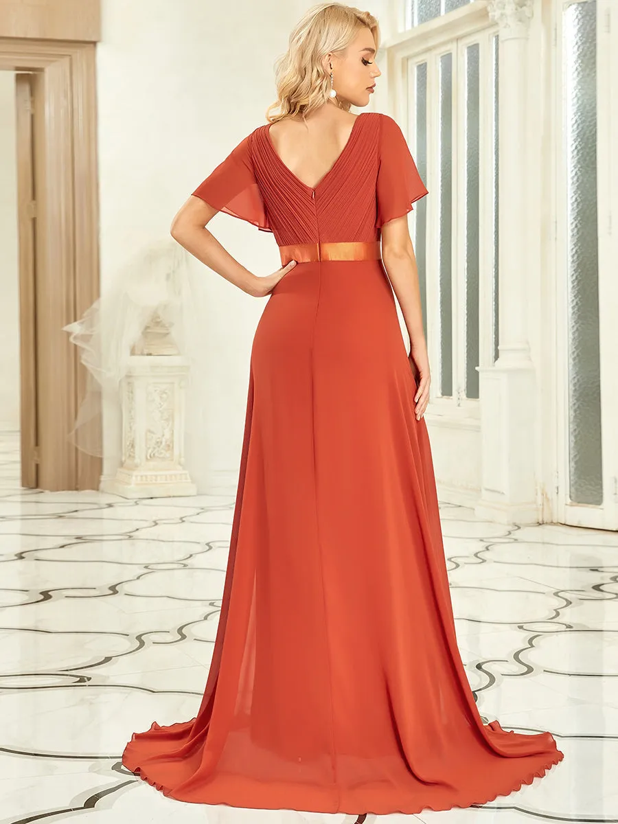 Glamorous Pretty Double V-Neck Ruffles Padded Wholesale Evening Dresses EP09890
