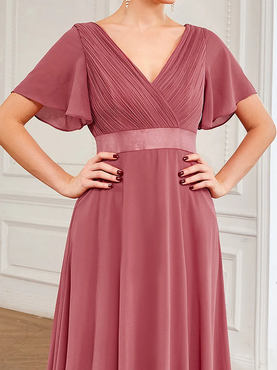 Glamorous Pretty Double V-Neck Ruffles Padded Wholesale Evening Dresses EP09890