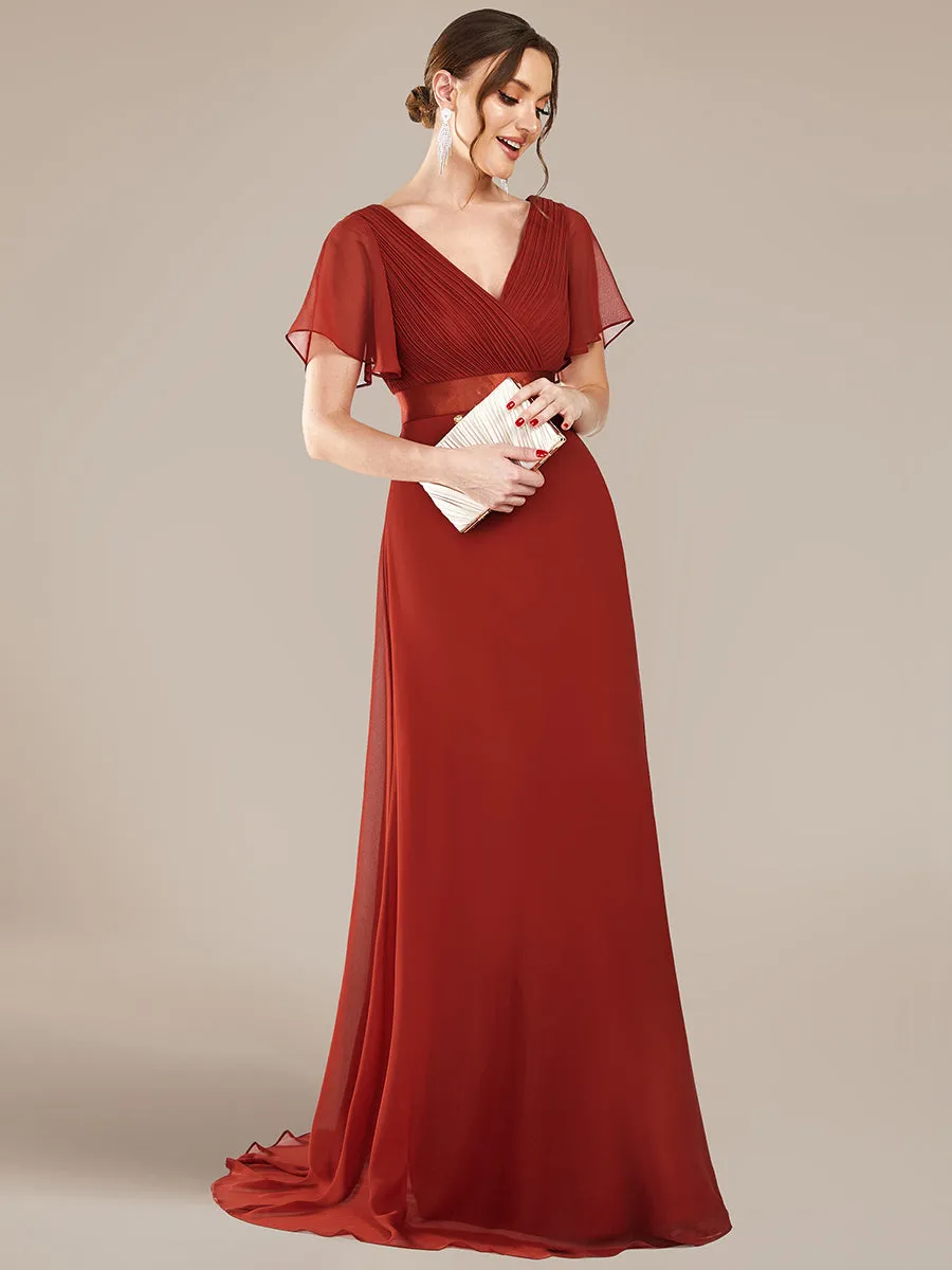 Glamorous Pretty Double V-Neck Ruffles Padded Wholesale Evening Dresses EP09890