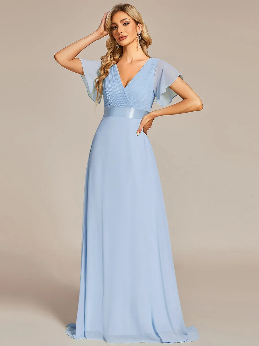 Glamorous Pretty Double V-Neck Ruffles Padded Wholesale Evening Dresses EP09890