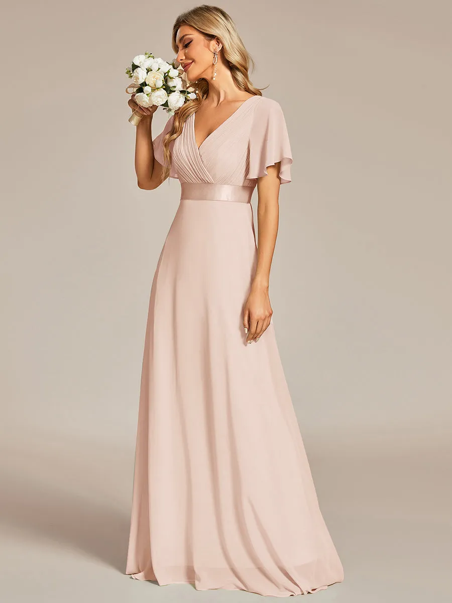 Glamorous Pretty Double V-Neck Ruffles Padded Wholesale Evening Dresses EP09890