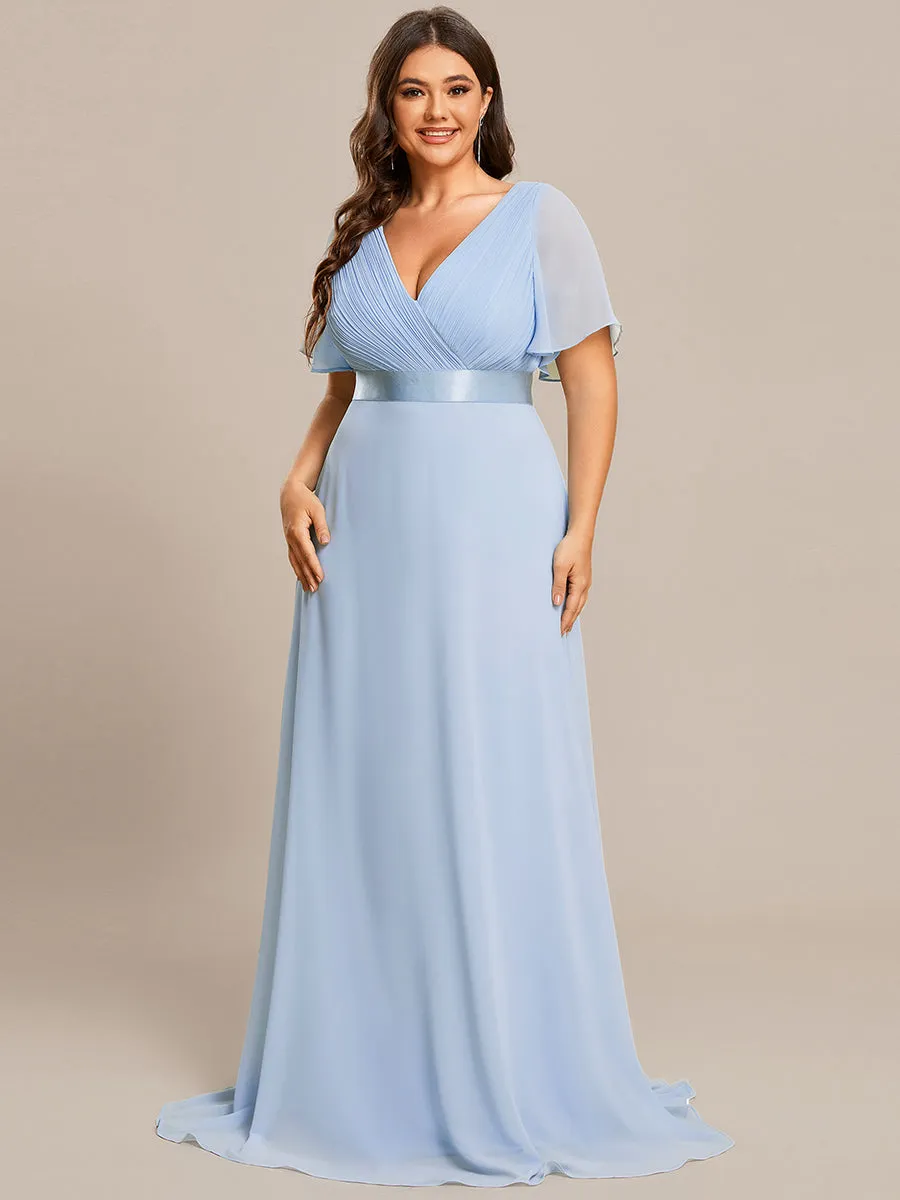 Glamorous Pretty Double V-Neck Ruffles Padded Wholesale Evening Dresses EP09890