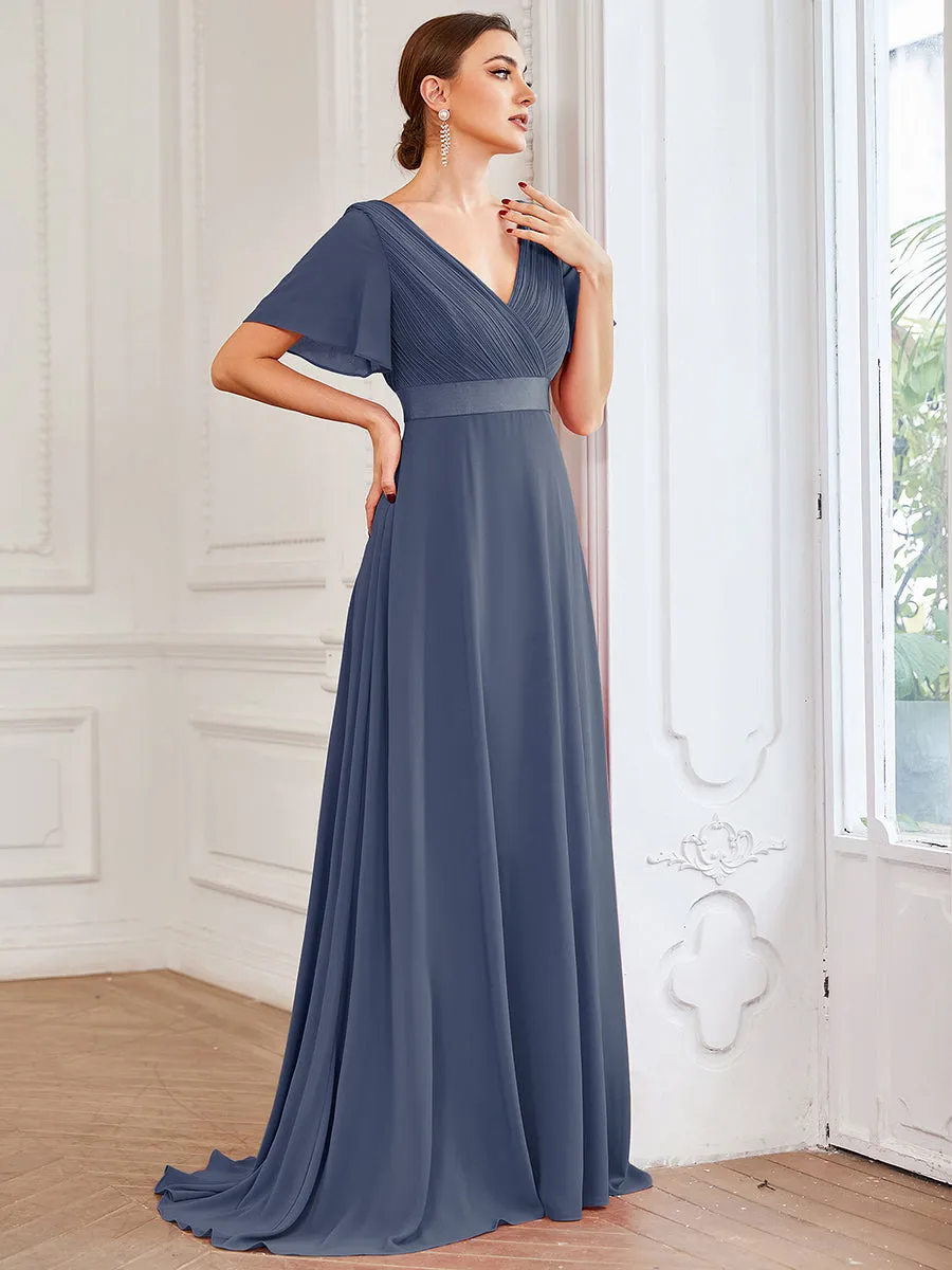 Glamorous Pretty Double V-Neck Ruffles Padded Wholesale Evening Dresses EP09890