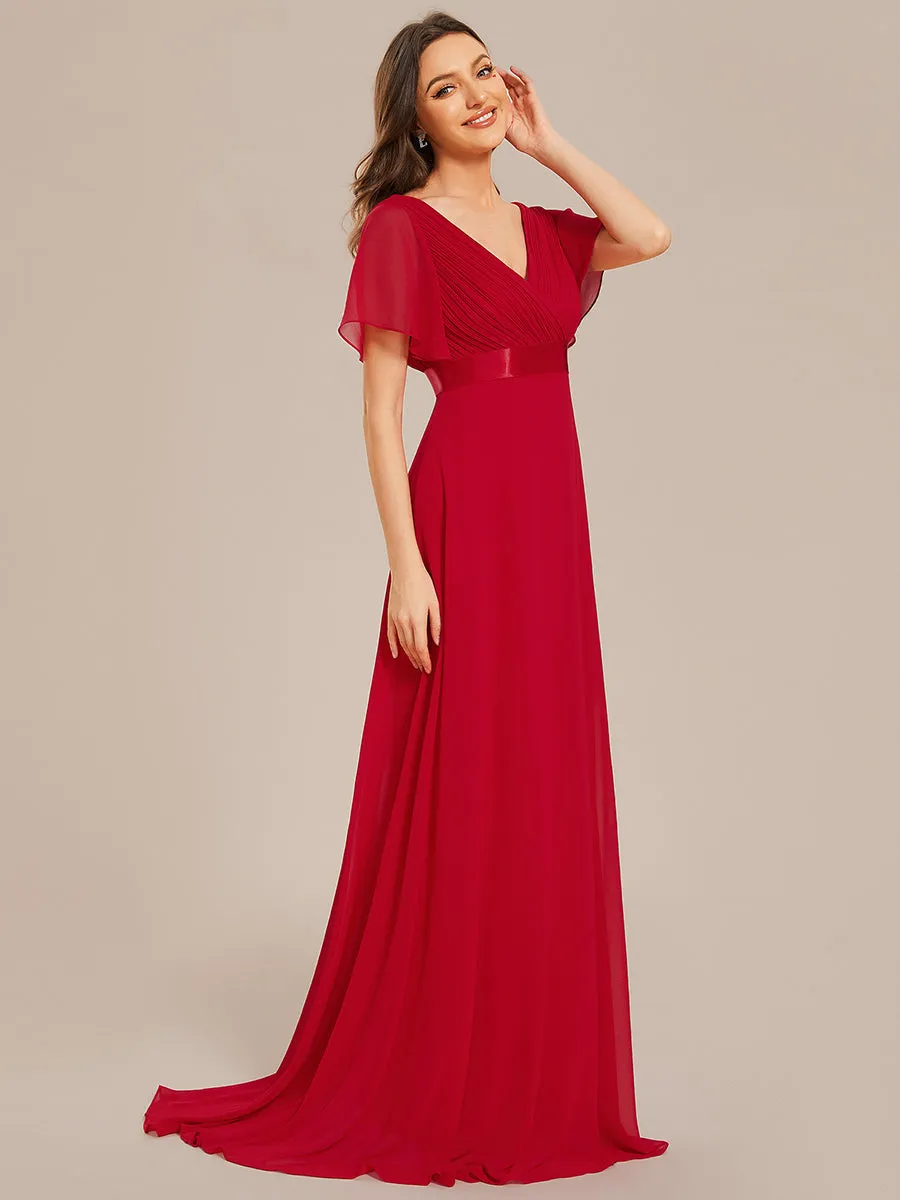 Glamorous Pretty Double V-Neck Ruffles Padded Wholesale Evening Dresses EP09890