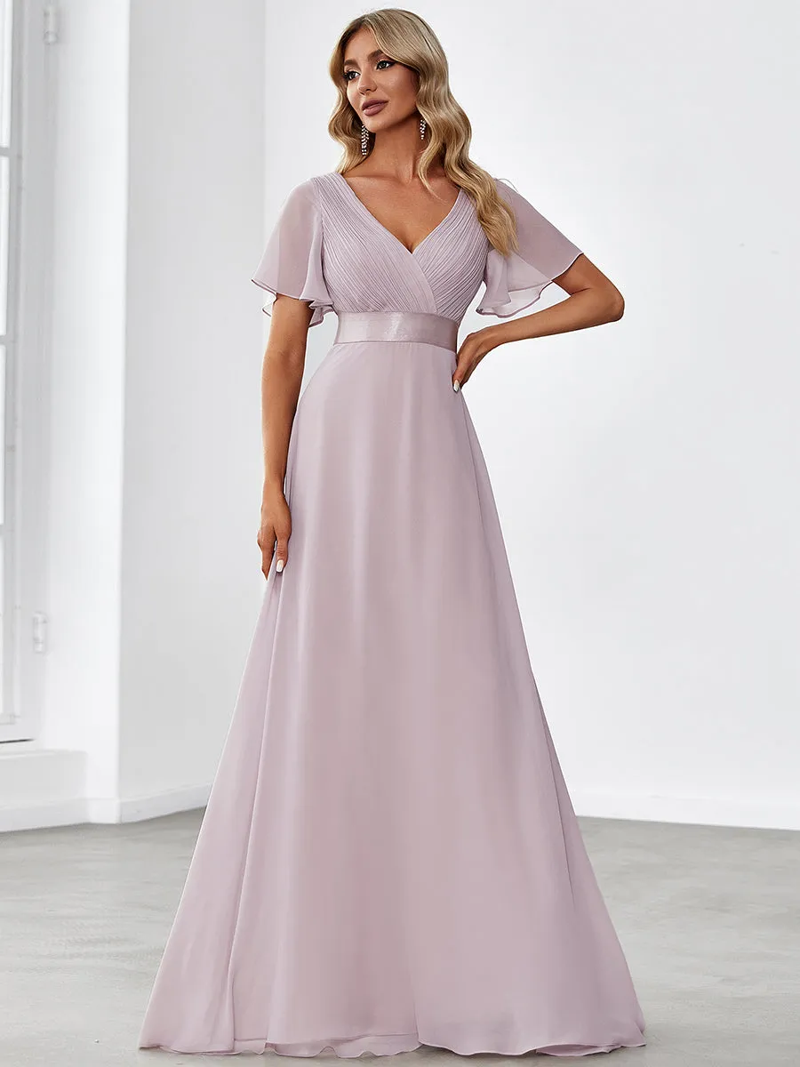 Glamorous Pretty Double V-Neck Ruffles Padded Wholesale Evening Dresses EP09890