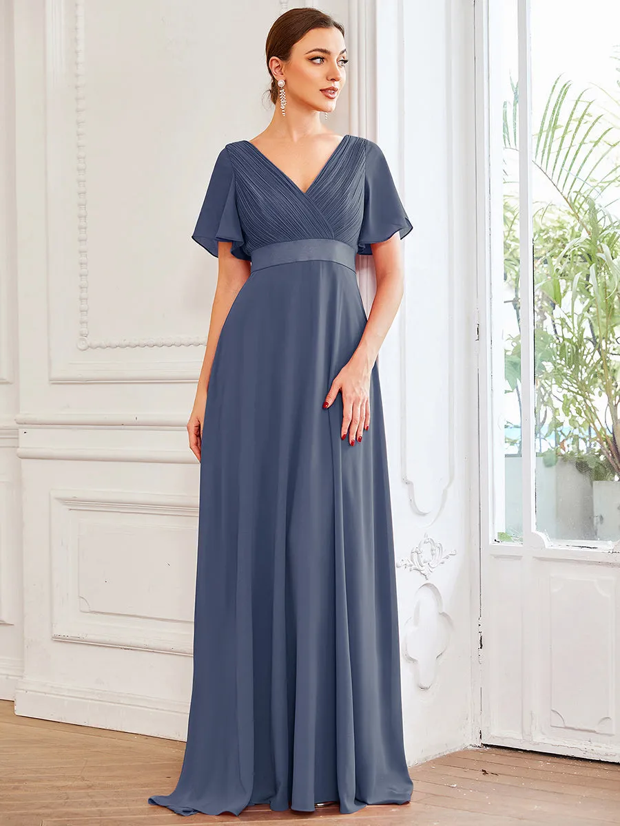 Glamorous Pretty Double V-Neck Ruffles Padded Wholesale Evening Dresses EP09890
