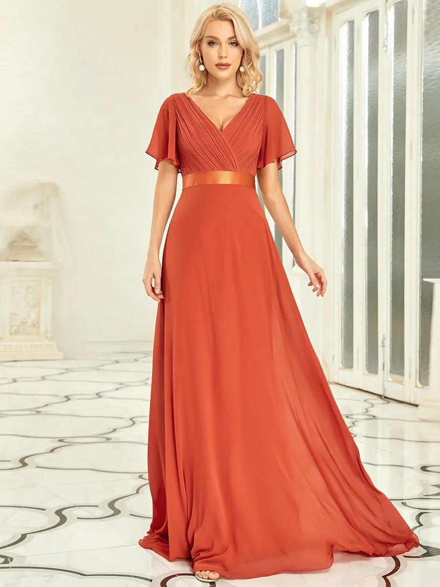 Glamorous Pretty Double V-Neck Ruffles Padded Wholesale Evening Dresses EP09890