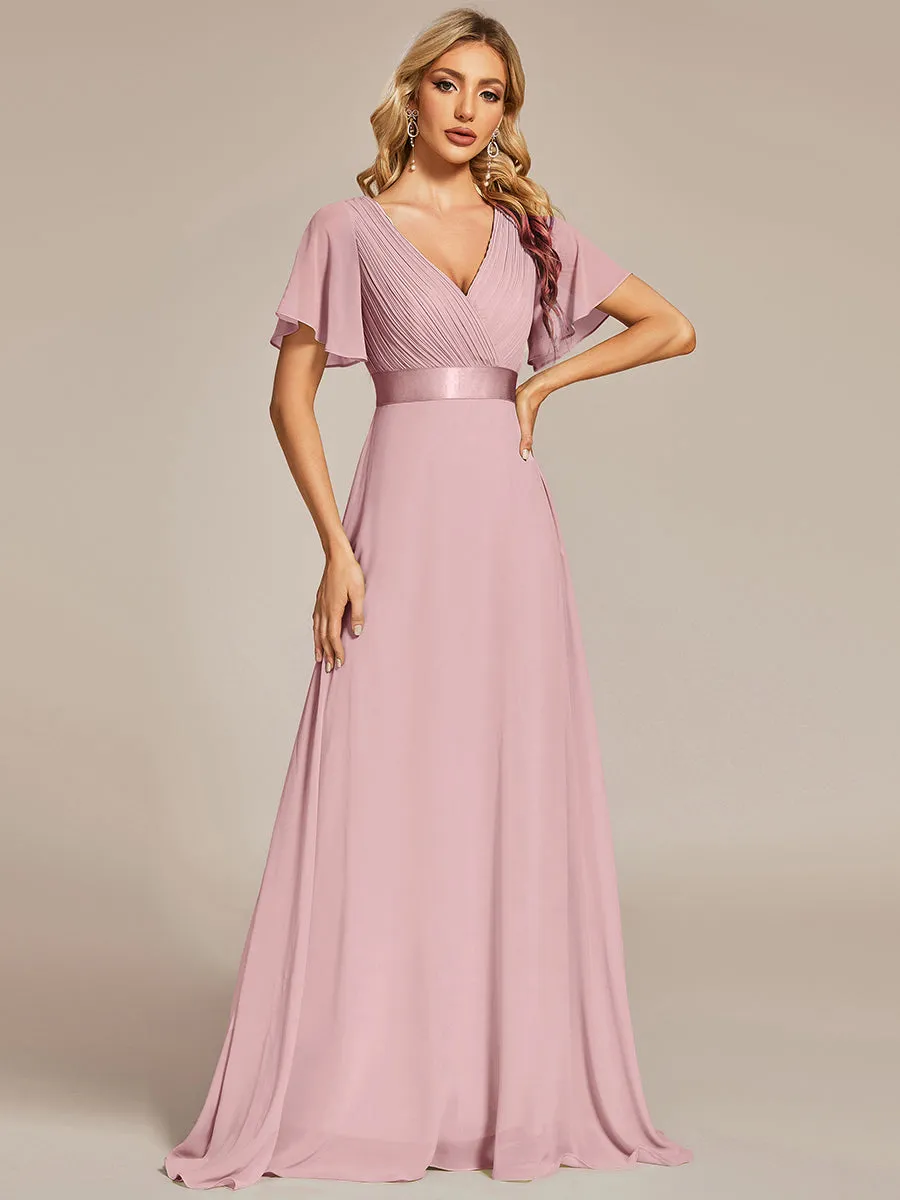 Glamorous Pretty Double V-Neck Ruffles Padded Wholesale Evening Dresses EP09890