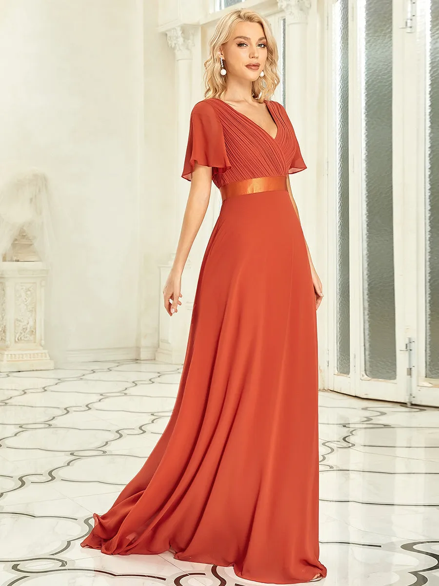 Glamorous Pretty Double V-Neck Ruffles Padded Wholesale Evening Dresses EP09890