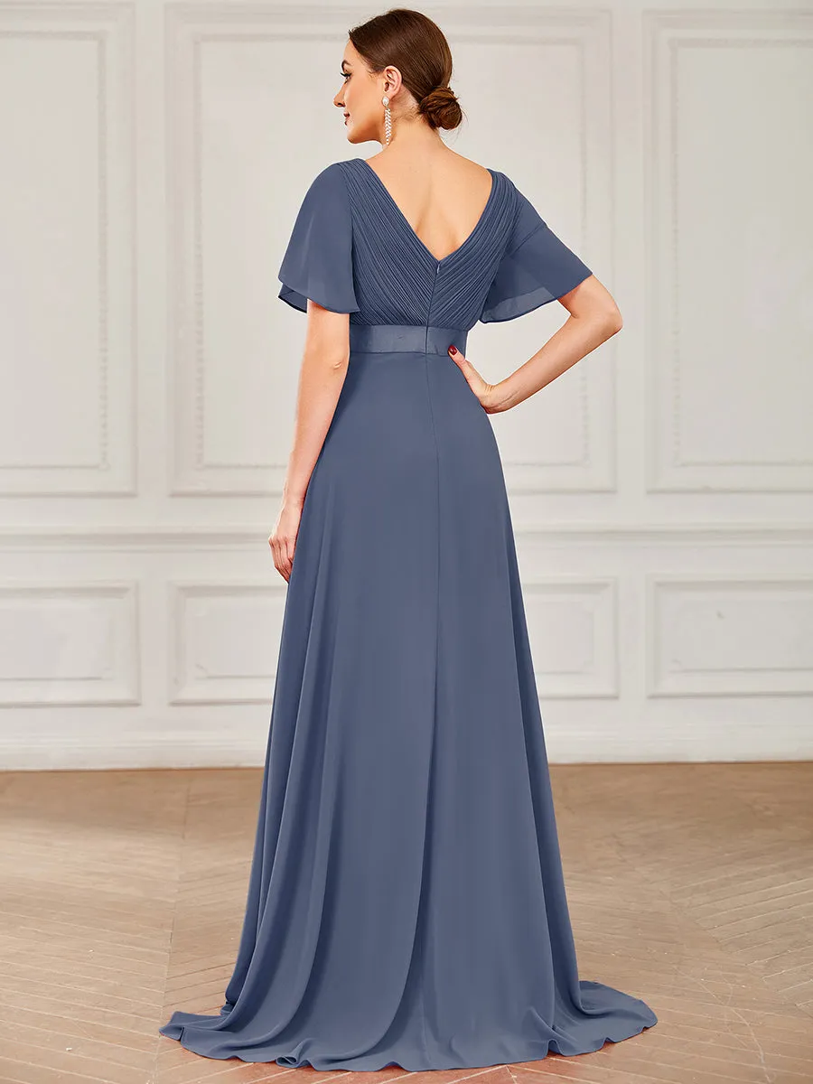Glamorous Pretty Double V-Neck Ruffles Padded Wholesale Evening Dresses EP09890