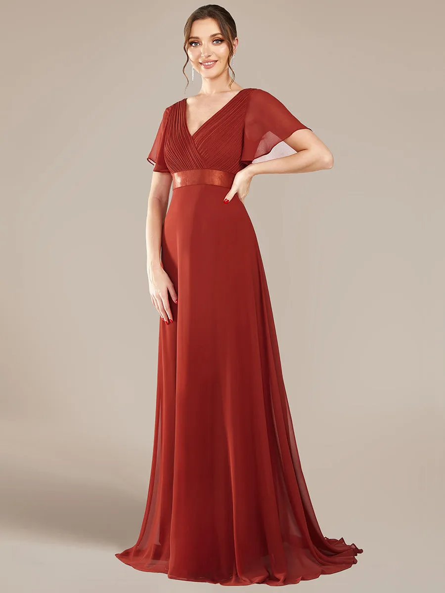 Glamorous Pretty Double V-Neck Ruffles Padded Wholesale Evening Dresses EP09890