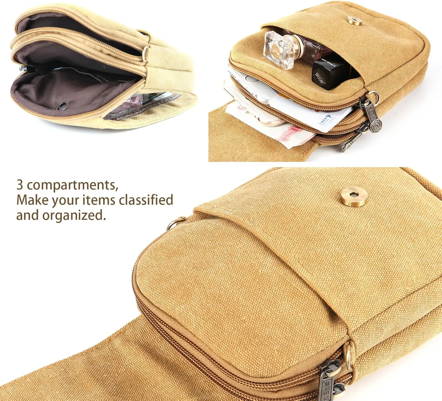 Goodhan Embroidery Canvas Crossbody Bag Cell phone Pouch Coin Purse for Women