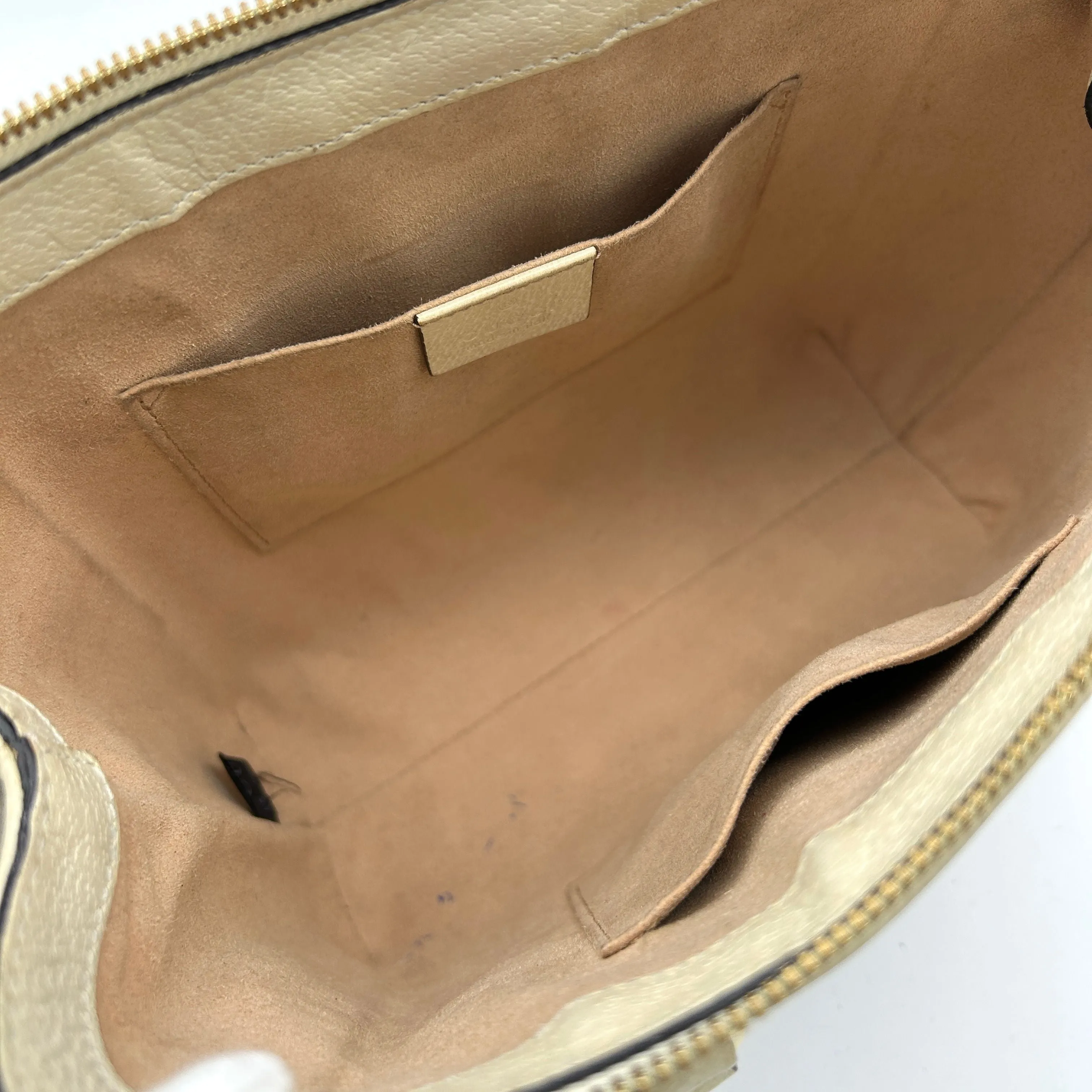GUCCI Textured Calfskin Web Small Ophidia Tote Bag Mystic White LA30117