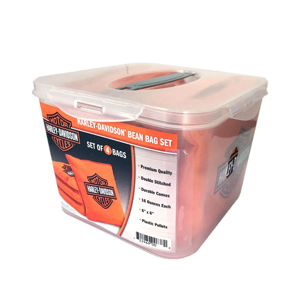 Harley-Davidson Yard Game Bean Bag Set, Four Pack w/ Storage Tote, Orange Bags DW697