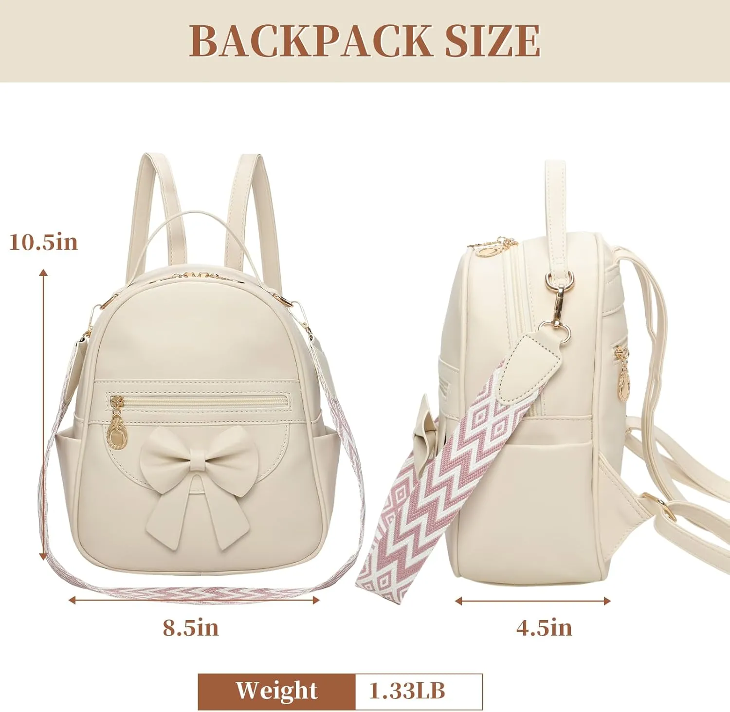 I IHAYNER Girls Mini Backpack Cute Bowknot Leather Backpack for Girls Designer Small Shoulder Bag Fashion Handbag for Women