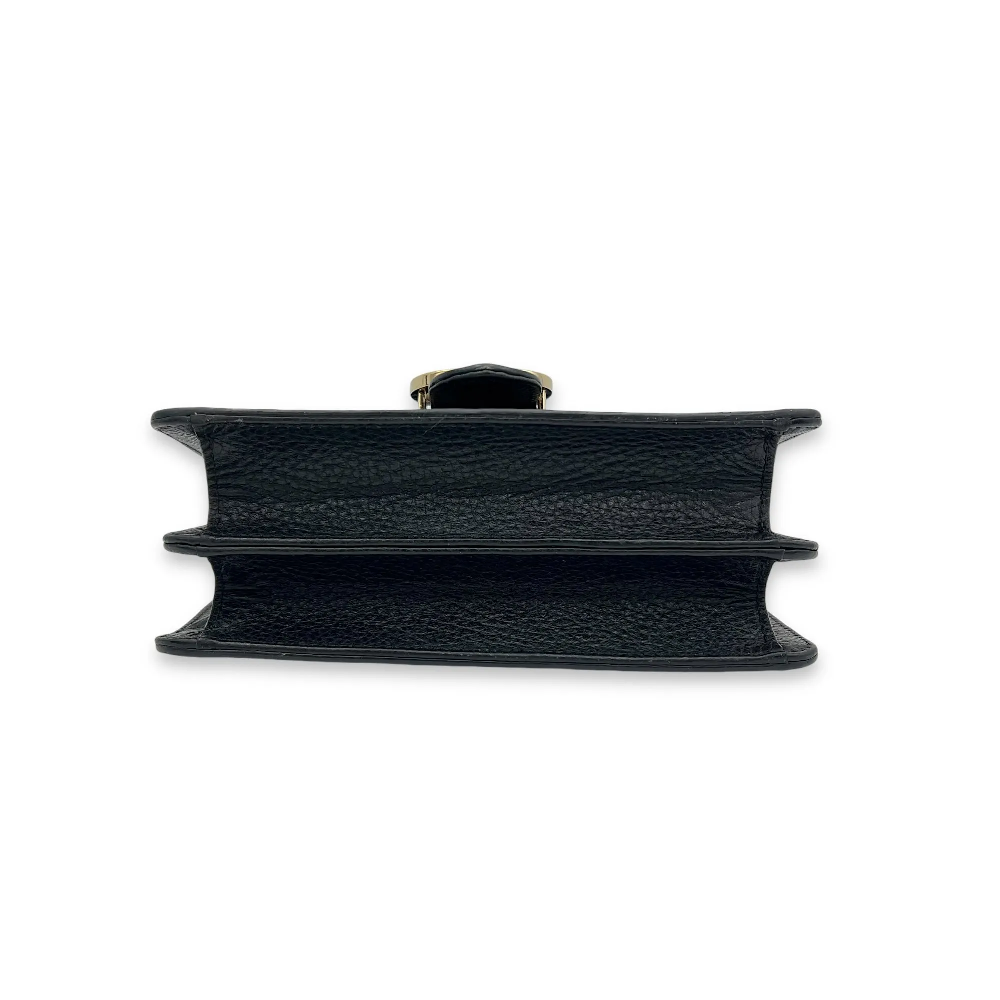 Interlocking G Small Black Crossbody Bag in Calfskin, Light Gold hardware