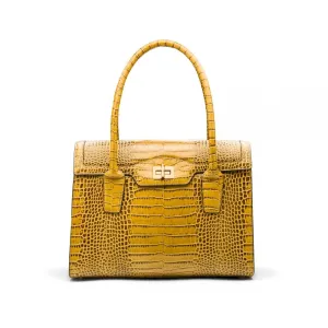 Large Leather Morgan Bag - Antique Green Croc