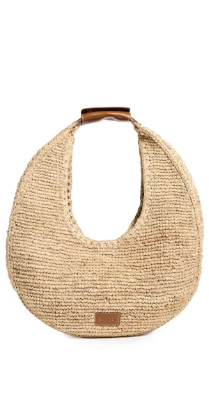 Large Raffia Moon Tote Bag Natural/Tan One Size