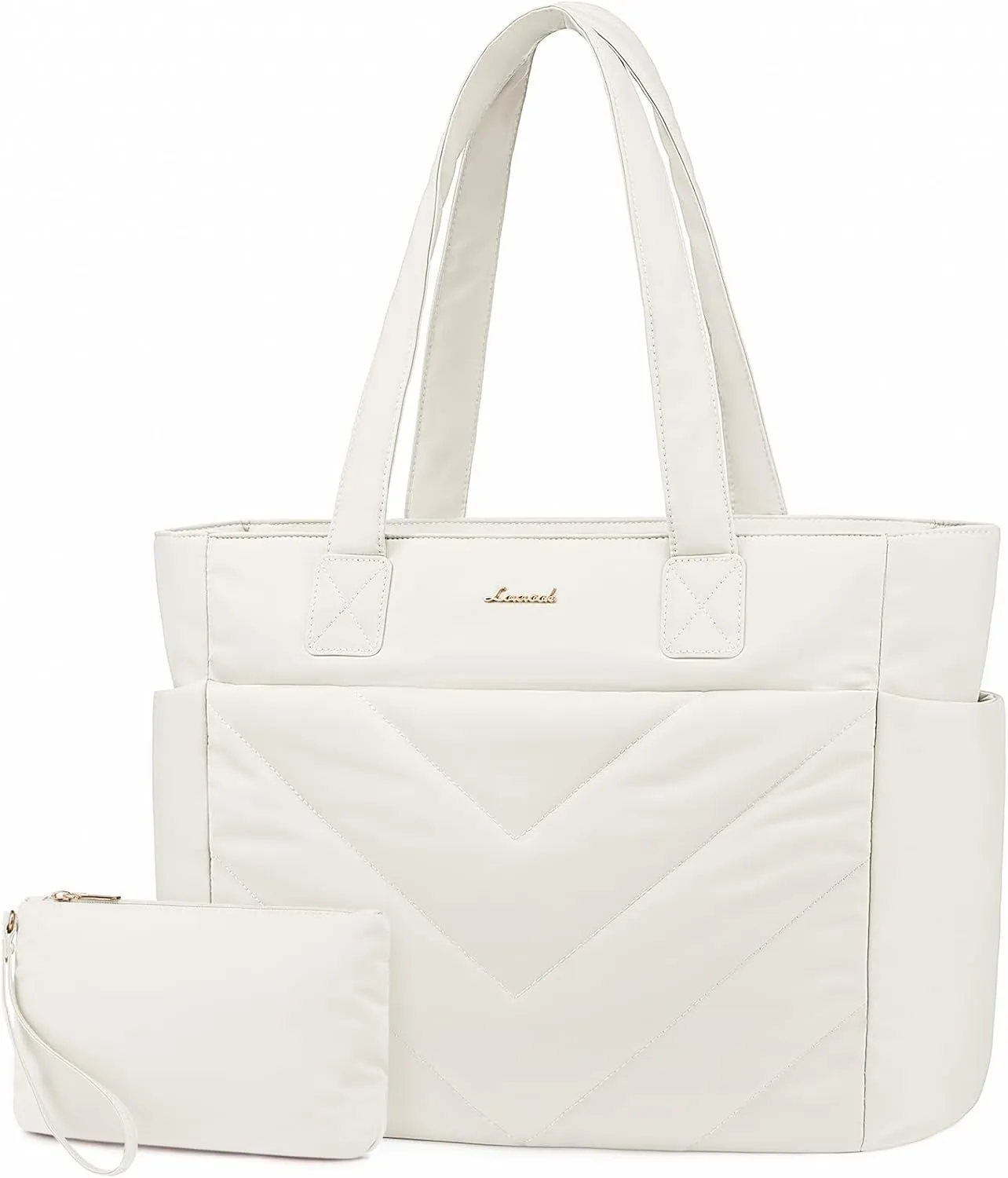 LOVEVOOK Tote Travel Bag for Women, Puffer Work Handbag with Zipper for Teacher Nurse, Quilted Laptop Shoulder Gym Bag Cute