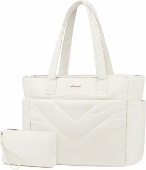 LOVEVOOK Tote Travel Bag for Women, Puffer Work Handbag with Zipper for Teacher Nurse, Quilted Laptop Shoulder Gym Bag Cute