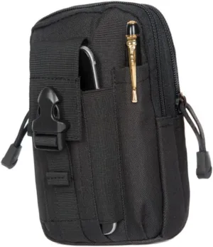 Men's Waist Bag Fanny Pack for Outdoor Activities Mobile Phone Case with Zipper Design for Keys Wallet and Accessories Black