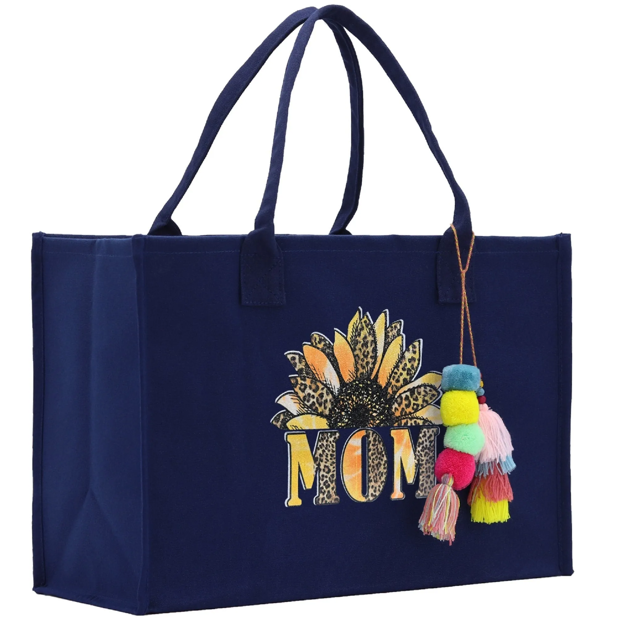 Mother's Day Tote Bag for Gift 100% Cotton Canvas Chic Tote Bag Cream, Black and Navy Color Options - Best Mom Ever - Blessed Mama - Mom