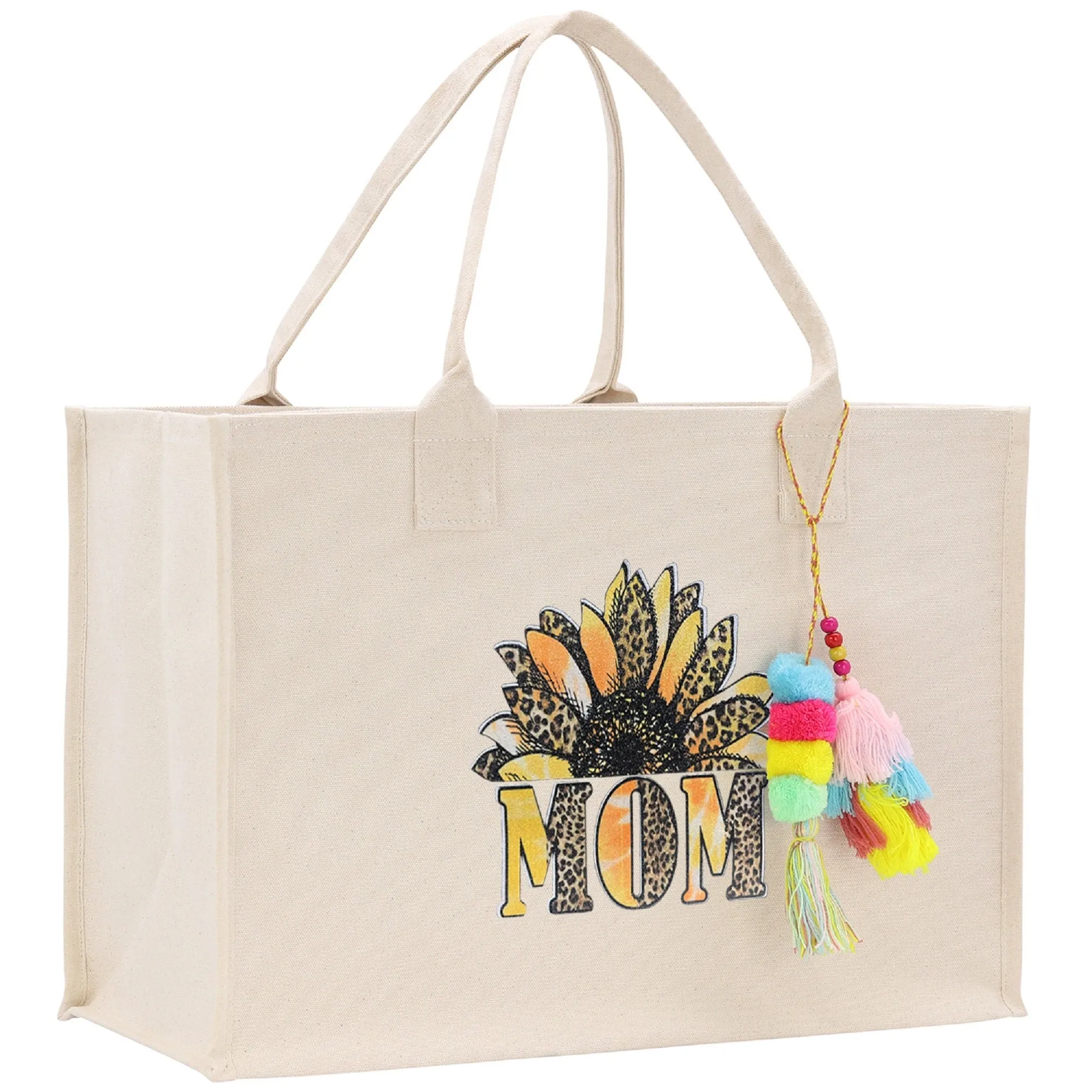 Mother's Day Tote Bag for Gift 100% Cotton Canvas Chic Tote Bag Cream, Black and Navy Color Options - Best Mom Ever - Blessed Mama - Mom