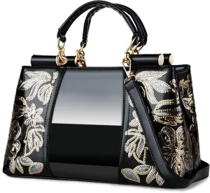 Nevenka Handbags For Women Patent Leather Designer Purse Suitable for Shopping Party Daily Use