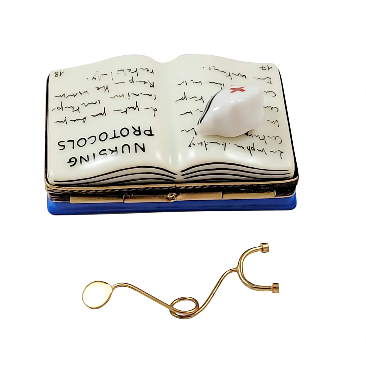 Nursing Book with Stethoscope Limoges Porcelain Box