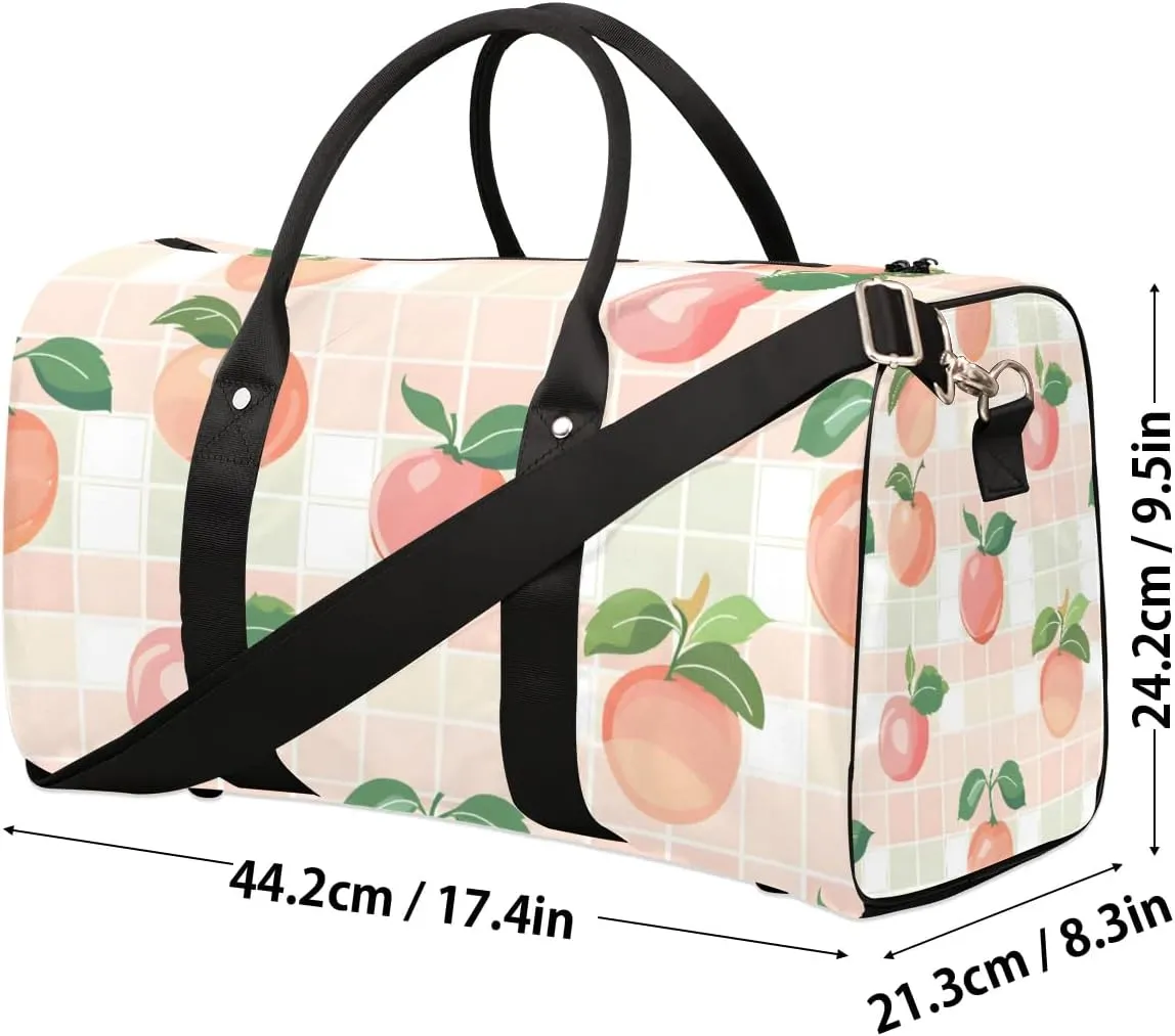 Peaches Plaids Foldable Lightweight Duffle Bag for Travel - Waterproof Carry On Bags for Airplanes, Travel Duffel Bags for Gym, Weekend