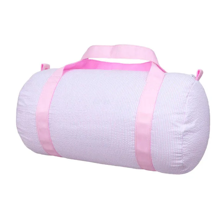 Pink Seersucker Medium Duffel Bag