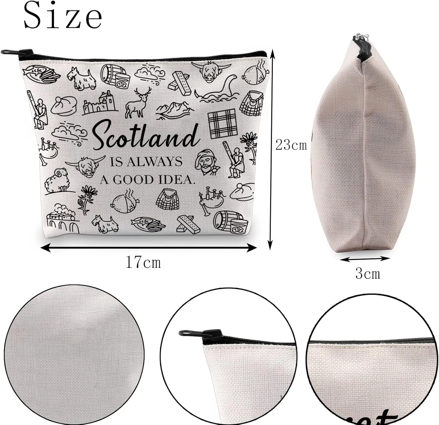 POFULL Scotland Trip Gift Scotland Is Always A Good Idea Cosmetic Bag Edinburgh Gift (Scotland Is Always Cosmetic Bag)