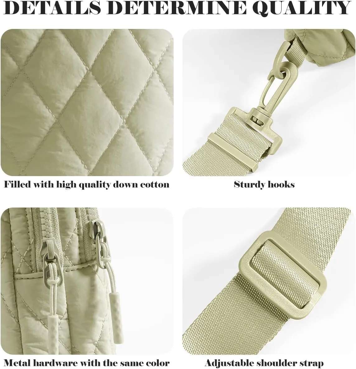 Quilted Puffer Sling Bag for Women Small Backpack Crossbody Chest Bag Fanny Packs Purses for Casual Traveling Hiking