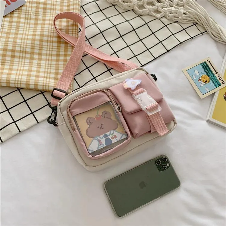 See-Through Pocket Color Block Mini Bags