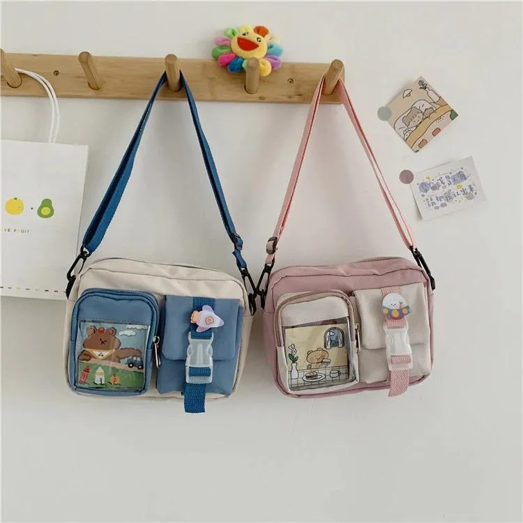 See-Through Pocket Color Block Mini Bags