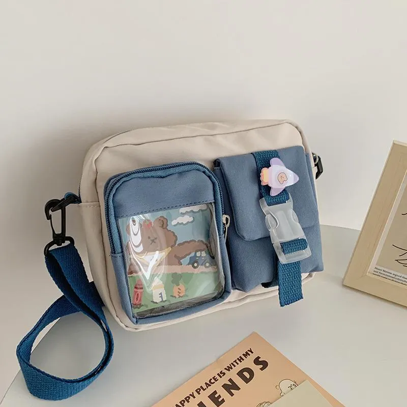 See-Through Pocket Color Block Mini Bags