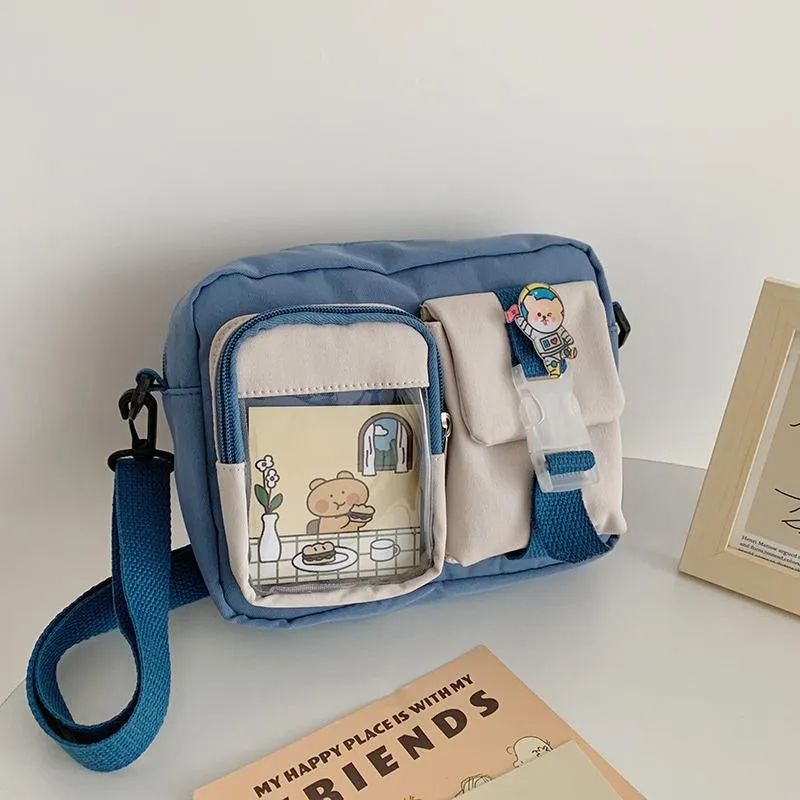 See-Through Pocket Color Block Mini Bags
