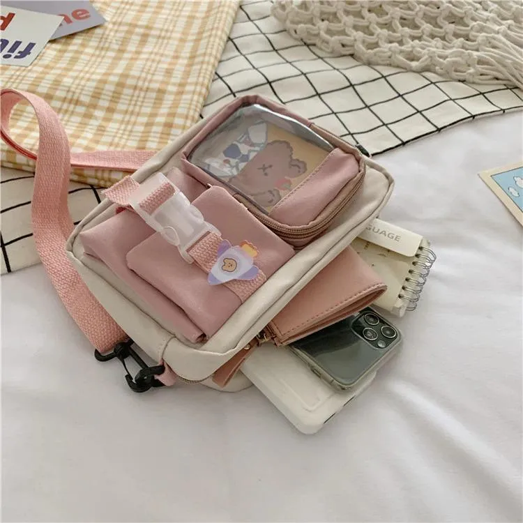 See-Through Pocket Color Block Mini Bags