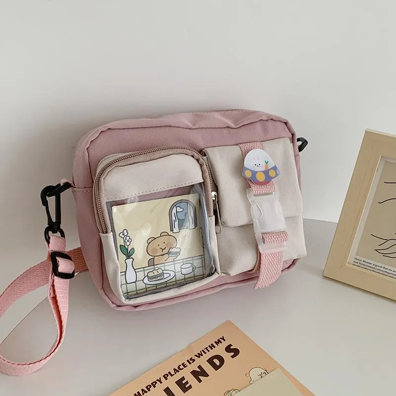 See-Through Pocket Color Block Mini Bags