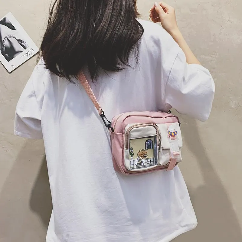 See-Through Pocket Color Block Mini Bags