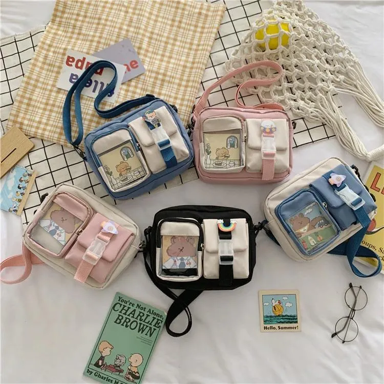 See-Through Pocket Color Block Mini Bags
