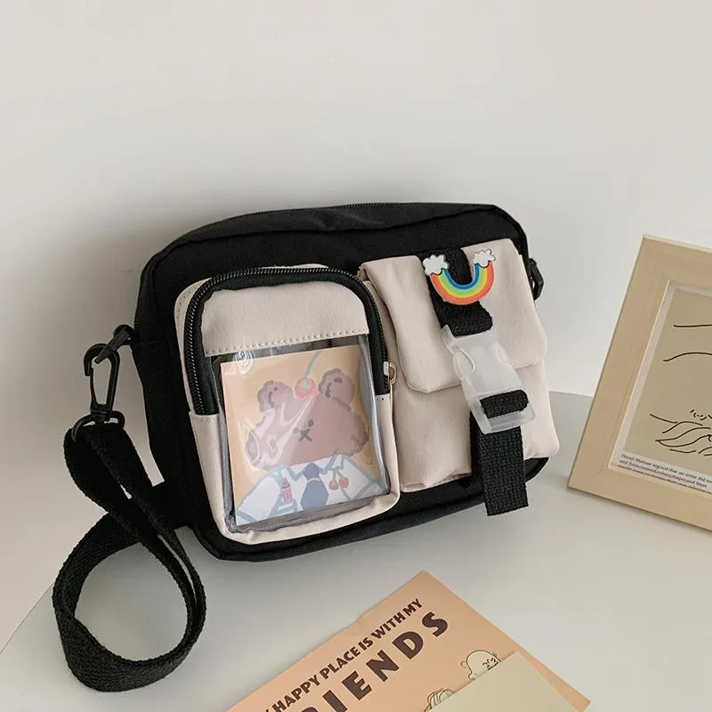 See-Through Pocket Color Block Mini Bags