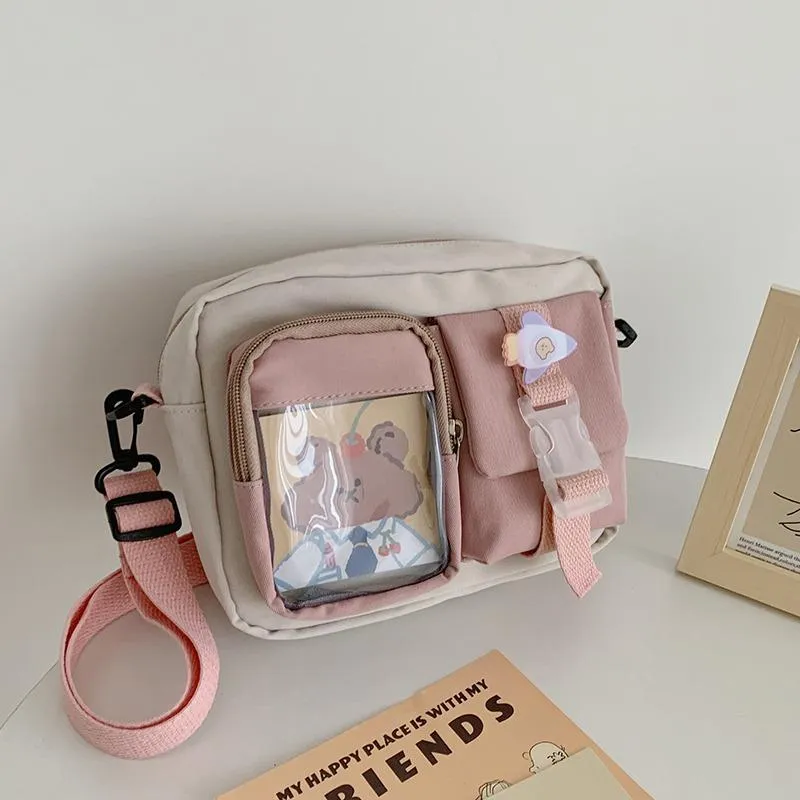 See-Through Pocket Color Block Mini Bags