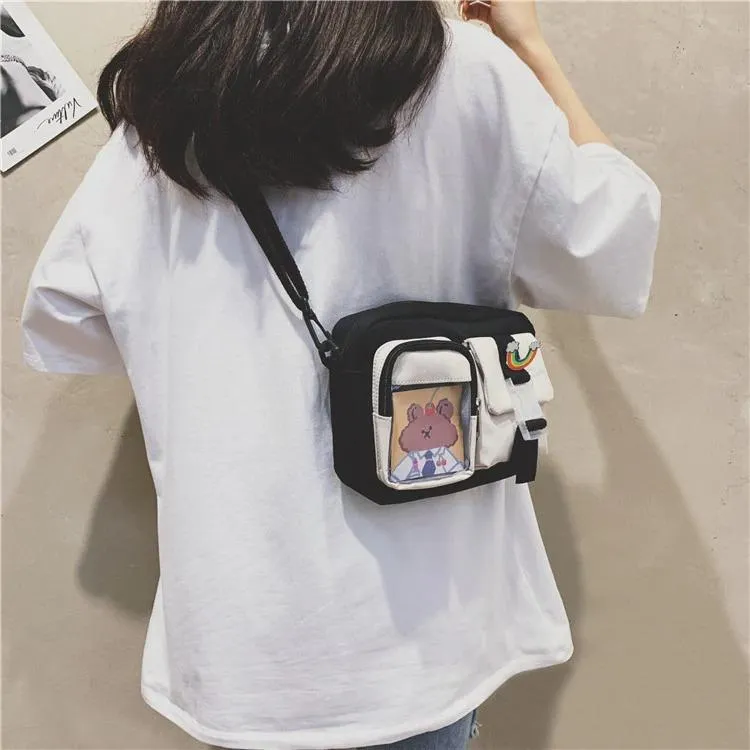 See-Through Pocket Color Block Mini Bags