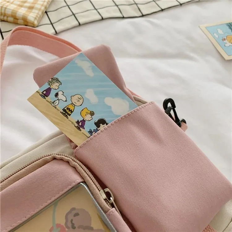 See-Through Pocket Color Block Mini Bags