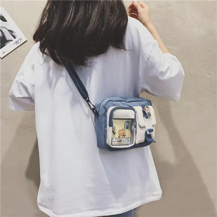 See-Through Pocket Color Block Mini Bags