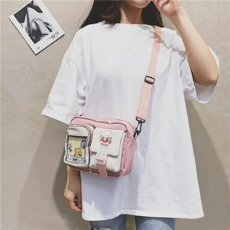 See-Through Pocket Color Block Mini Bags
