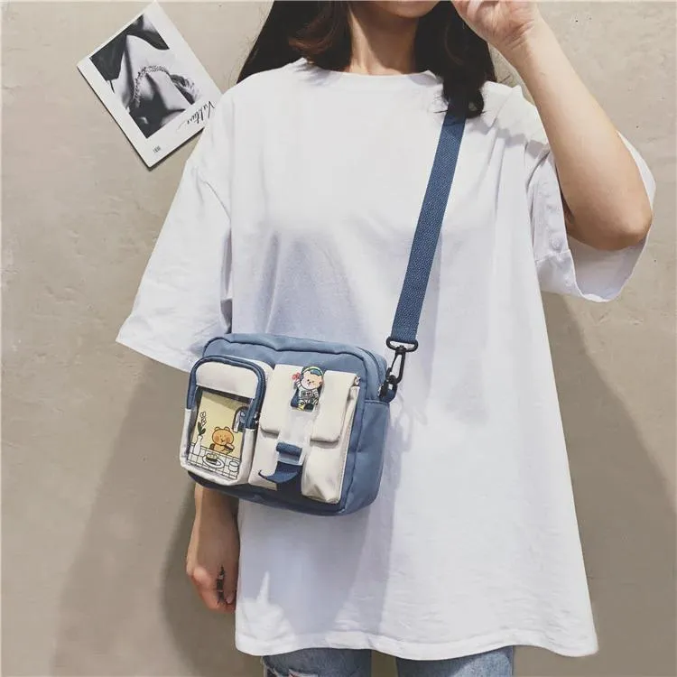 See-Through Pocket Color Block Mini Bags
