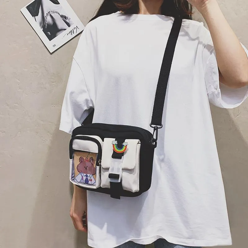 See-Through Pocket Color Block Mini Bags