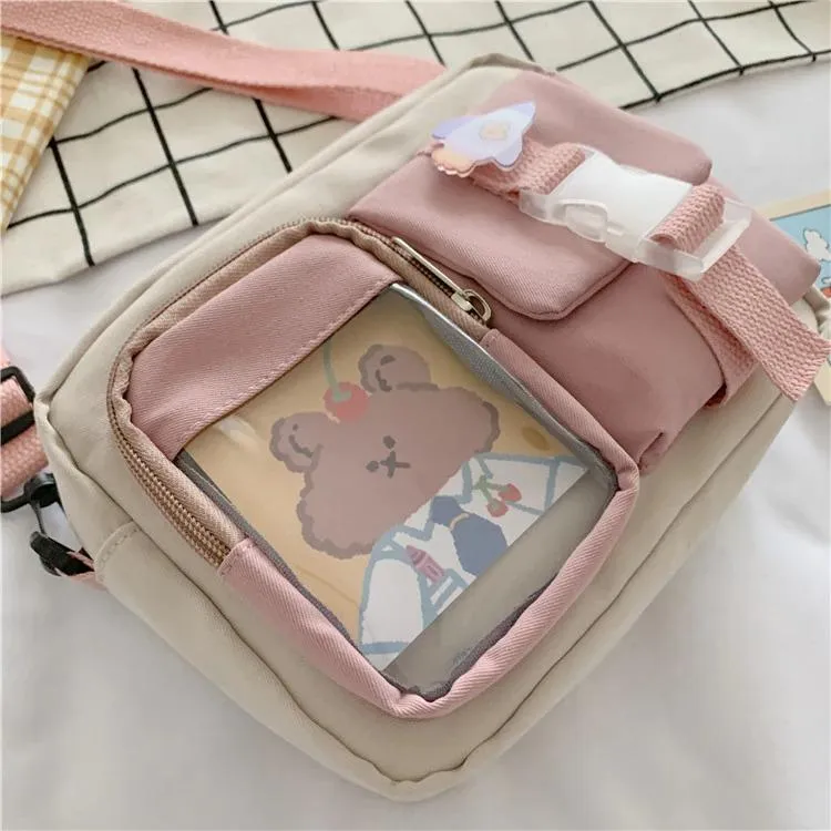 See-Through Pocket Color Block Mini Bags